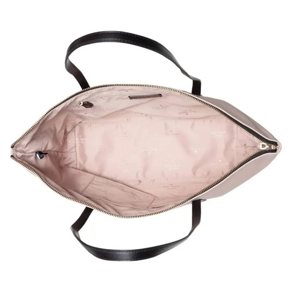 Kate Spade Kitt Colorblock Warm Beige Large Nylon Tote With Dustbag/scarf NWT - Picture 5 of 12